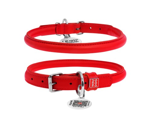 Нашийник для тварин WAUDOG Glamour з QR паспортом, круглий, XS d8 мм Д 25-33 см см червоний (22413)