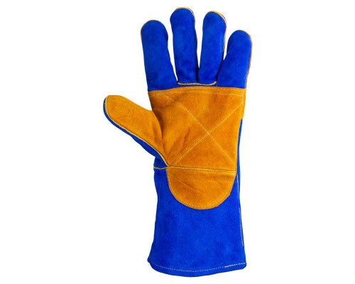 Захисні рукавиці Sigma краги зварювальника р10.5, клас А, довжина 35см (синьо-жовті) (9449321)