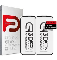 Скло захисне Armorstandart Icon 3D iPhone 15 Pro Max Black 2pcs (ARM74271)