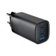 Зарядний пристрій Gembird USB-A + 2xType-C (PD18W + QC3.0 27W) black (TA-UC-PDQC65-01-BK)