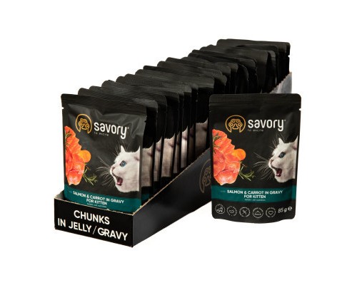 Вологий корм для кішок Savory лосось з морквою в соусі 85 гх22 шт (2700000029312)