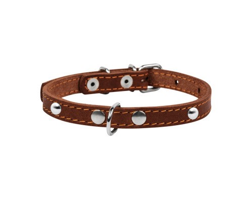 Нашийник для тварин Collar одинарний з прикрасами Ш 14 мм Д 27-35 см коричневий (00046)
