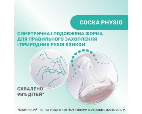 Пляшечка для годування Chicco Perfect 5 Love із силіконовою соскою 4+ міс. 300 мл Синя (20235.21.40)