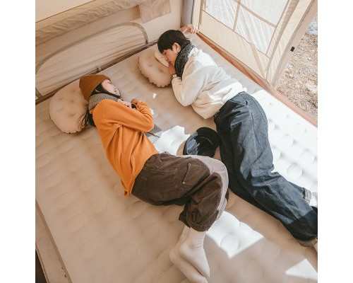 Матрац надувний Naturehike CNH22DZ024 з помпою 206 х 150 см бежевий (6975641886907)