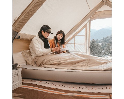 Матрац надувний Naturehike CNH22DZ024 з помпою 206 х 150 см бежевий (6975641886907)