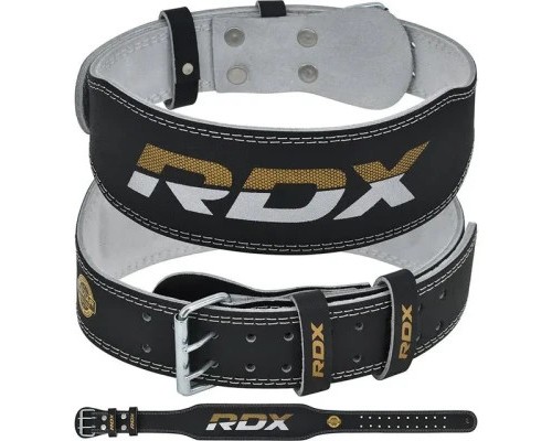 Атлетичний пояс RDX 4 шкіряний Black Gold S (WBS-4RB-S)