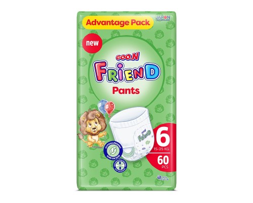 Підгузки GOO.N Friend Трусики 15-25 кг Розмір 6 60 шт (F1010117-006)