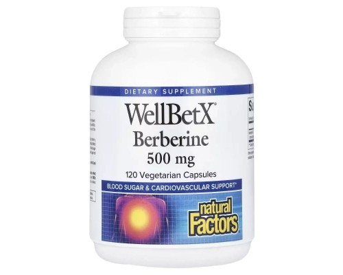 Вітамінно-мінеральний комплекс Natural Factors Берберін, 500 мг, WellBetX, Berberine, 120 вегетаріанських капсул (NFS03543)
