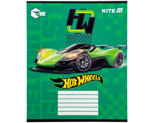 Зошит Kite Hot Wheels, 12 аркушів, коса лінія (HW25-235)