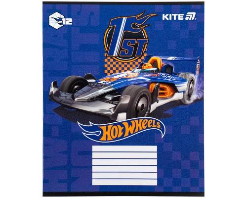 Зошит Kite Hot Wheels, 12 аркушів, коса лінія (HW25-235)