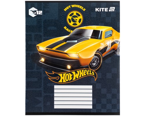 Зошит Kite Hot Wheels, 12 аркушів, коса лінія (HW25-235)