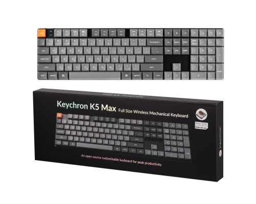Клавіатура Keychron K5 Max Gateron MX 2.0 Brown White Led QMK Wireless/Bluetooth/USB-А UA Black (K5M-A3-UA)
