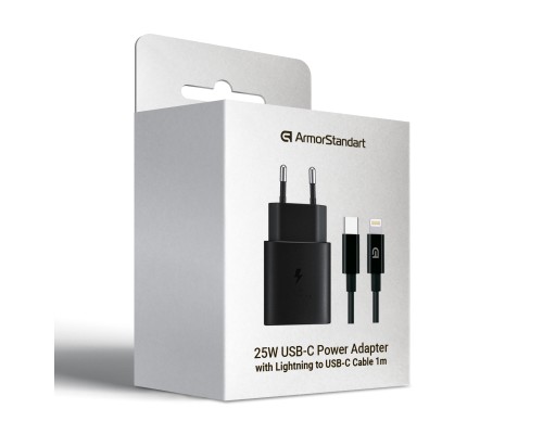 Зарядний пристрій Armorstandart AR-TA800 25W USB-C + cable USB-C to Lightning black (ARM77721)