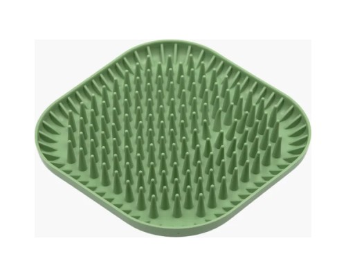 Універсальний посуд для тварин Fiboo Fiboowl Spiky килимок для злизування ласощів та їжі, 19х19 см зелений (FIB0235)