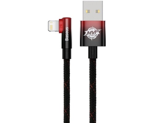 Дата кабель USB 2.0 AM to Lightning 1.0m 2.4A 90° corner black/red Baseus (CAVP000020)