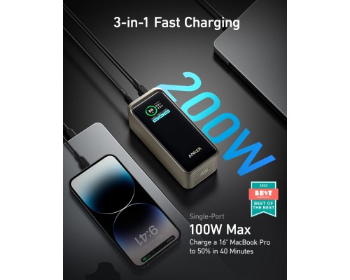 Батарея універсальна Anker Prime 20000mAh, 200W, PD, black (A1336011)