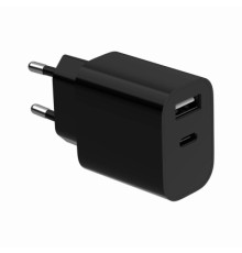 Зарядний пристрій Gembird 1xUSB-C + 1xUSB 12W black (TA-UC-2AC12-01-BK)