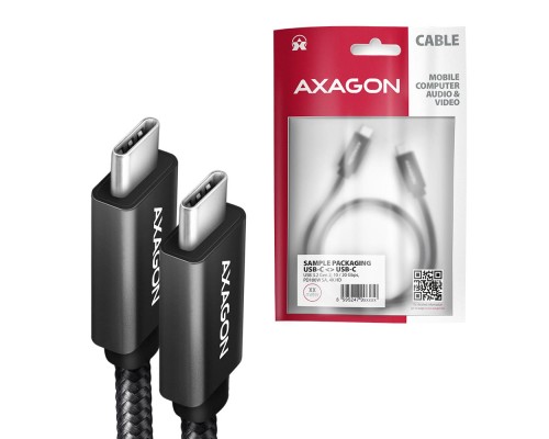 Дата кабель USB-C to USB-C 1.0m USB 3.2 Gen 2 PD 100W 5A 4K black AXAGON (BUCM32-CM10AB)