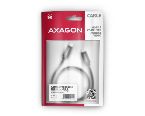 Дата кабель USB-C to USB-C 1.0m USB 3.2 Gen 2 PD 100W 5A 4K black AXAGON (BUCM32-CM10AB)