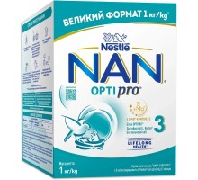 Дитяча суміш Nestle NAN 3 Optipro з 5 олігосахаридами та L. Reuteri від 12 місяців 1 кг (1000077)