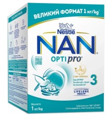 Дитяча суміш Nestle NAN 3 Optipro з 5 олігосахаридами та L. Reuteri від 12 місяців 1 кг (1000077)