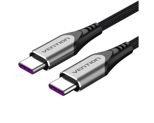 Дата кабель USB 2.0 C Male to C Male 5A Cable Gray 2M Aluminum Alloy Type VENTION (TAEHH)