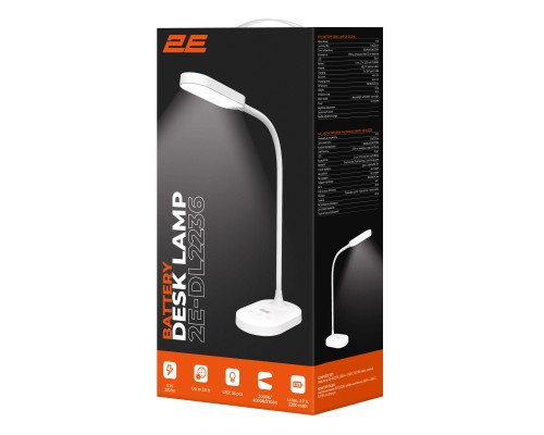 Настільна лампа 2E 9Вт 3000K 4000K 5700K 2200мАг USB-С без БЖ білий (2E-DL2236)