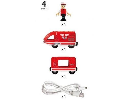 Залізниця Brio World Поїзд USB зарядка, вагон, машиніст (33746)
