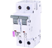 Автоматичний вимикач ETI Выключатель автоматический ETIMAT 6 2p С 20А (6 kA) (2143517)