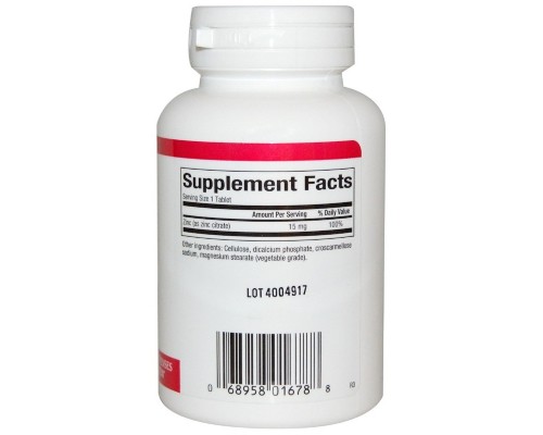 Мінерали Natural Factors Цитрат цинку, Zinc Citrate, 15 мг, 90 таблеток (NFS-01678)