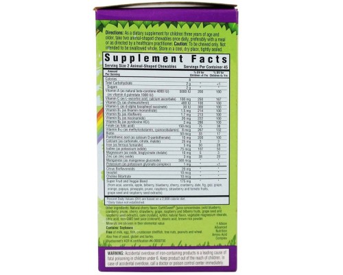 Мультивітамін Bluebonnet Nutrition Мультивітаміни для Дітей, Смак Винограду, Rainforest Animalz (BLB-00187)