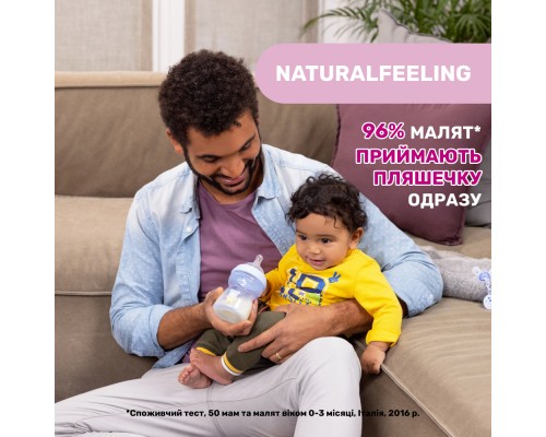 Пляшечка для годування Chicco Natural Feeling силікон середній потік 250мл рожева (81323.10)