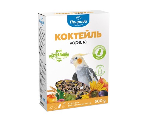 Корм для птахів Природа Корела для середніх папуг 500 г (картон) (4820157400425)