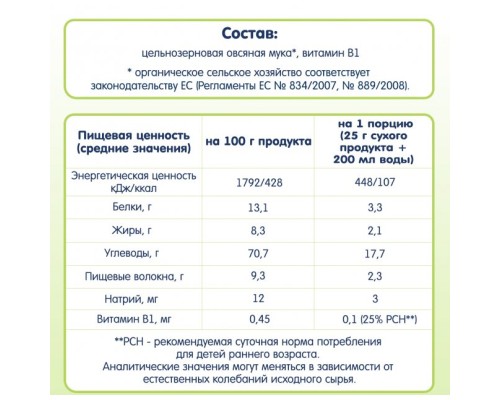 Дитяча каша Fleur Alpine Organic Oat Вівсяна 175 г (4779050670131)