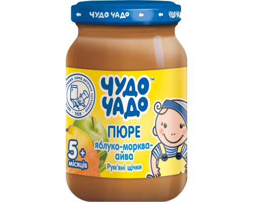 Дитяче пюре Чудо-Чадо Яблуко, морква і айва з 5 місяців 170 г (4820016251434)