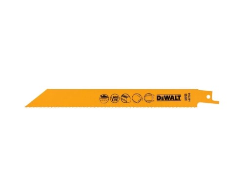 Полотно DeWALT для шабельних пилок, по металу, швидкий пропил, 203 мм, 18 TPI, 5 шт (DT2354)