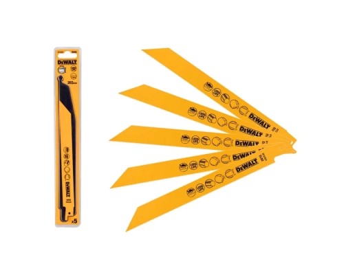 Полотно DeWALT для шабельних пилок, по металу, швидкий пропил, 203 мм, 18 TPI, 5 шт (DT2354)