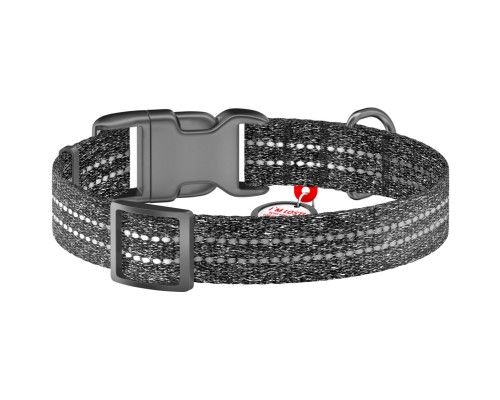 Нашийник для тварин WAUDOG Re-cotton з QR паспортом світловідбивний Ш 25 мм Д 37-58 см сірий (029411)
