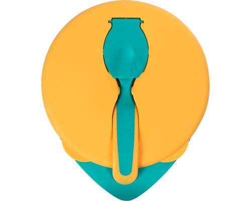 Тарілка дитяча Baboo з кришкою та ложечкою, від 6 місяців (зелено-помаранчева) (9-028)