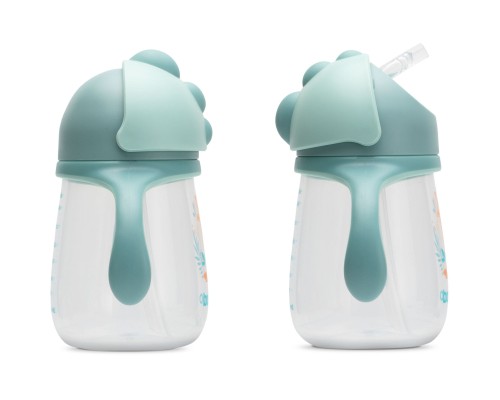 Поїльник-непроливайка Baboo із силіконовою соломинкою, 260 мл, 9 + (Safari / зелена) (8-122)