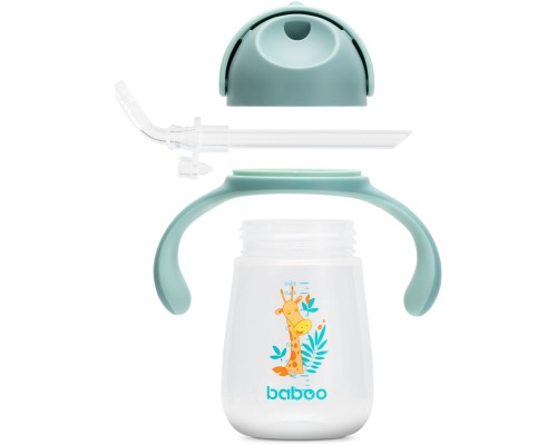 Поїльник-непроливайка Baboo із силіконовою соломинкою, 260 мл, 9 + (Safari / зелена) (8-122)
