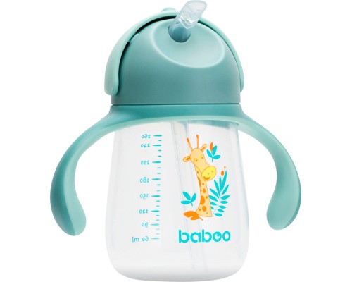 Поїльник-непроливайка Baboo із силіконовою соломинкою, 260 мл, 9 + (Safari / зелена) (8-122)