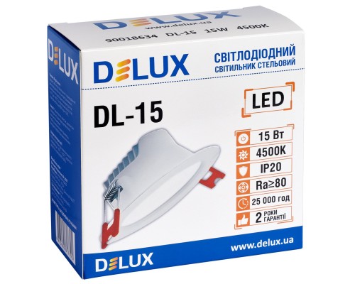 Світильник Delux DL-15 4500К 15Вт 1200лм 230В D140мм (90018634)
