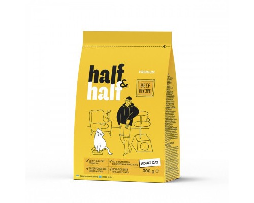 Сухий корм для кішок Half&Half з яловичиною 300 г (4820261920956)