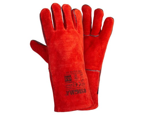 Захисні рукавиці Sigma краги зварювальника р10.5, клас АВ, довжина 35см (червоні) (9449341)