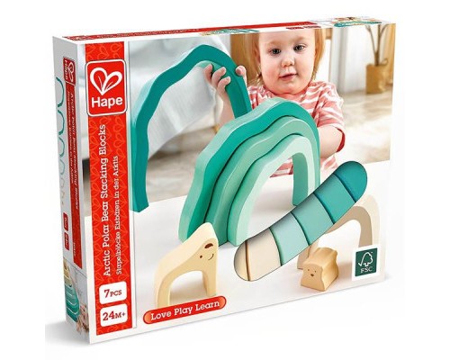 Розвиваюча іграшка Hape дерев'яна пірамідка Ведмедик (E0490)