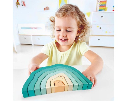 Розвиваюча іграшка Hape дерев'яна пірамідка Ведмедик (E0490)