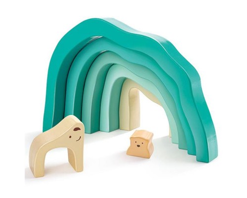 Розвиваюча іграшка Hape дерев'яна пірамідка Ведмедик (E0490)