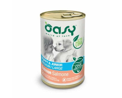Консерви для собак OASY One Protein Formula Puppy & Junior Medium/Large з лососем 400 г (8053017344508)