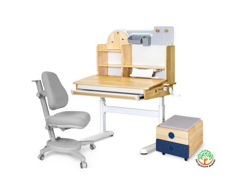 Парта з кріслом Mealux Timberdesk S (парта + крісло + тумба) (BD-685 S+ box BD 920-2 BL+Y-110 G)